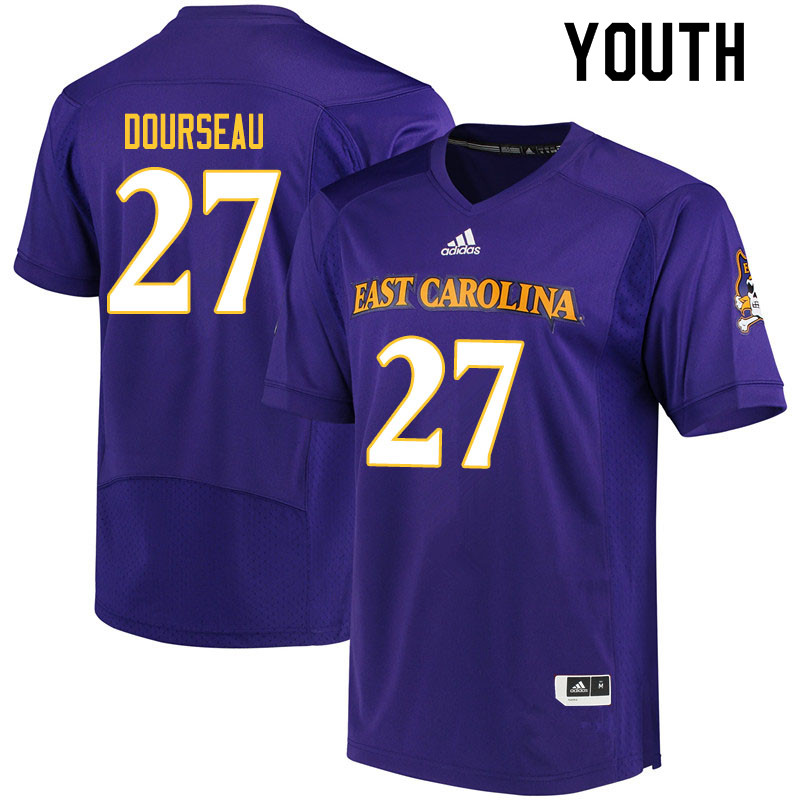 Youth #27 Shawn Dourseau ECU Pirates College Football Jerseys Sale-Purple